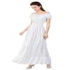 Dress Women Renaissance Costume Dresses Medieval Short Sleeve Casual Outfit Midi Victorian Vintage Summer White L view 2