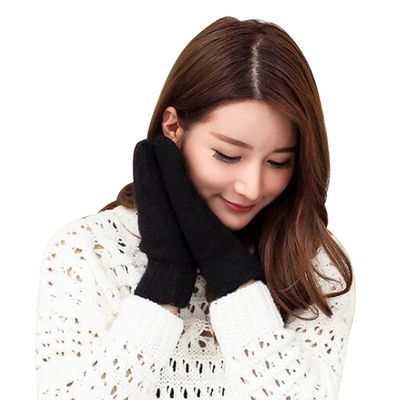 ECYC Women Knitted Mittens, Thick Knit Winter Warm Mittens Full Fingers Wool Gloves for Women