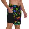 AMHebe Bright Mushrooms Men's Button-Up Hawaiian Shirt & Shorts Set - 2 Piece Summer Beach Vacation Outfits M view 3