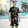 AMHebe Bright Mushrooms Men's Button-Up Hawaiian Shirt & Shorts Set - 2 Piece Summer Beach Vacation Outfits S view 4
