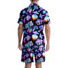 AMHebe Psychedelic Mushrooms Men's Button-Up Hawaiian Shirt & Shorts Set - 2 Piece Summer Beach Vacation Outfits 3XL view 2