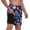 AMHebe Psychedelic Mushrooms Men's Button-Up Hawaiian Shirt & Shorts Set - 2 Piece Summer Beach Vacation Outfits 3XL view 3