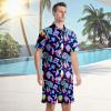 AMHebe Psychedelic Mushrooms Men's Button-Up Hawaiian Shirt & Shorts Set - 2 Piece Summer Beach Vacation Outfits 3XL view 4
