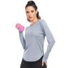 Sun Shirt Women Long Sleeve UPF 50+ UV Protection SPF Shirts Moisture Wicking Lightweight Workout Athletic Gym Hiking Running Active Tops Light Grey L view 2