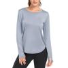 Sun Shirt Women Long Sleeve UPF 50+ UV Protection SPF Shirts Moisture Wicking Lightweight Workout Athletic Gym Hiking Running Active Tops Light Grey L view 4