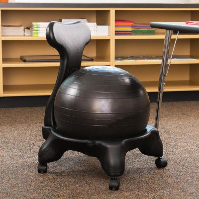 NUNETH Balance Ball Chair for Adults Office, Balck Anti Burst Ball Yoga Ball Chair with Wheels for Easy Movement, Ergonomic Stability Chair with Air Pump