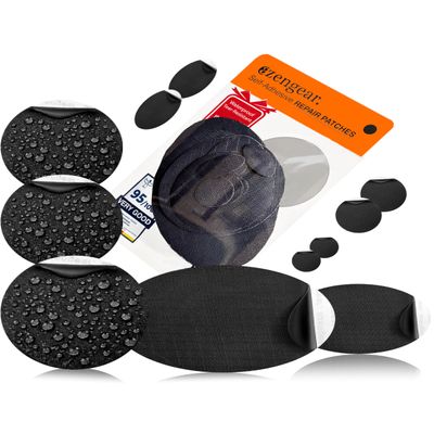 aZengear Repair Patches - Waterproof, Self-Adhesive, Tear-Cold-Heat-Resistant Polyester Fabric to Fix Down Jacket, Puffer, Snowsuit, Shoe, Tent, PVC, Clothing, Upholstery (Black)