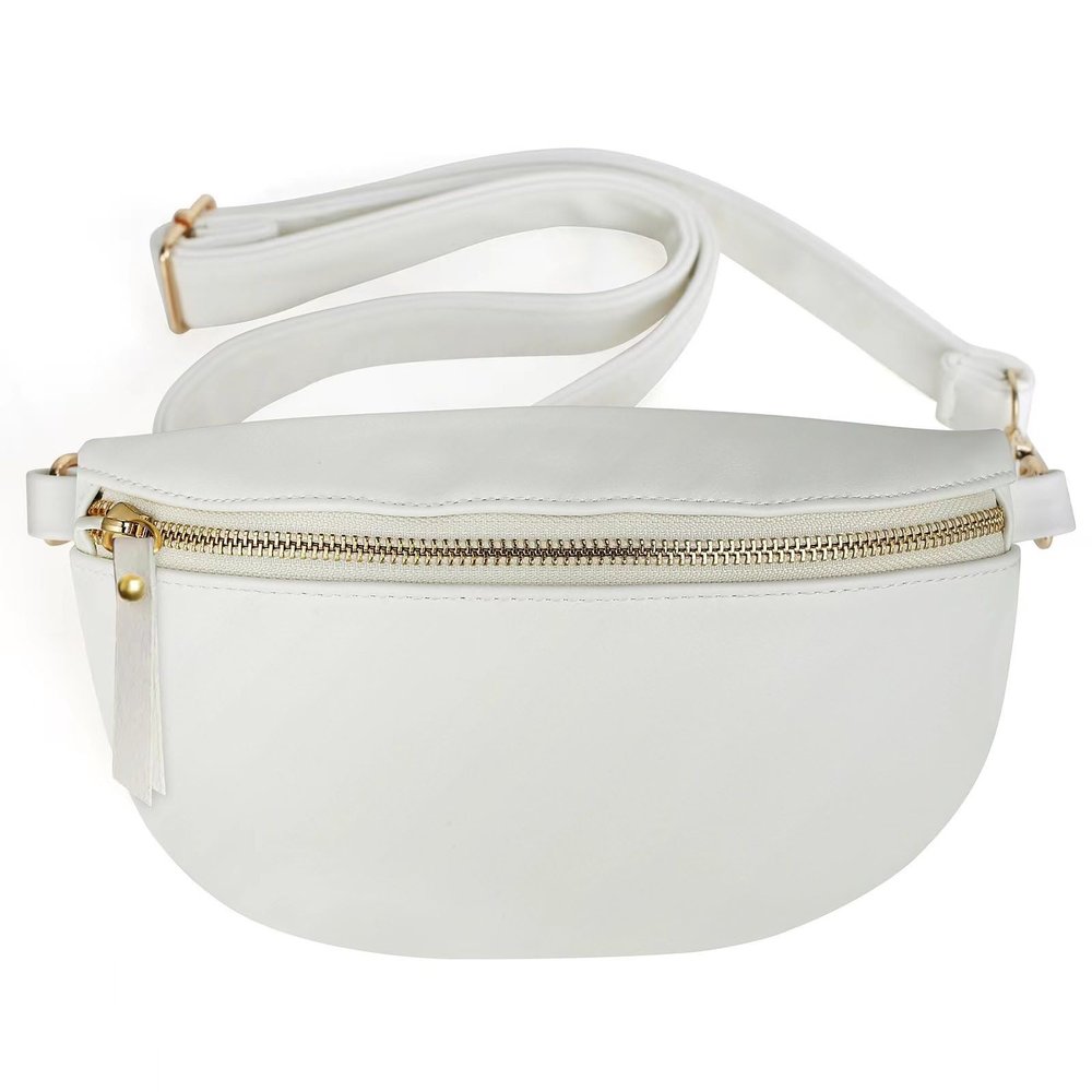 2023 Fashion Korean Edition INS Style Soft Leather Waterproof Small Bag Waist Bag Chest Bag Crossbody Bag Storage Bag Milkywhite