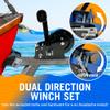 Boat Trailer Winch with Strap Hook, Manual Hand Heavy Duty Winch, Two-Speed Ratchet Gear, 3200 lb for Towing Cars, Trucks, and Trailers view 2