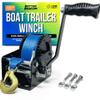 Boat Trailer Winch with Strap Hook, Manual Hand Heavy Duty Winch, One-Speed Ratchet Gear, 2000 lb for Towing Cars, Trucks, and Trailers view 1