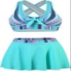 Striped Print Swimwear Push Up Bikinis with Skirt Retro Beachwear Vintage Swimming Wear Womens Beach Equipment Female Bathers (US, Alpha, 3X-Large, Regular, Regular, Blue) view 1