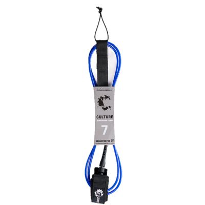 Culture Supply Surfboard Surf Leash (6 Sizes - 5 Colors): 6ft Comp | 6 ft Reg | 7ft | 8ft | 9ft | 10ft (Blue, 7ft (7mm Cord))