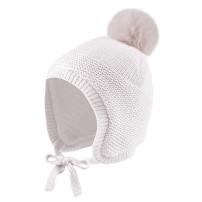 JANGANNSA Basic Winter Baby Boys Beanie Pompom Knitted Girls Hat Kids Earflap Beanies Warm Infant Toddler Hats(2-5 Years,White Hat)