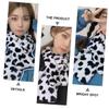 Mikinona Plush Cow Spotted Scarf Warm Cross Tie Neck Warmer Neckerchief for Women and Kids Soft Faux Fur Scarf for Outdoor Activities and Cold Weather view 2