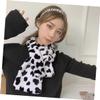 Mikinona Plush Cow Spotted Scarf Warm Cross Tie Neck Warmer Neckerchief for Women and Kids Soft Faux Fur Scarf for Outdoor Activities and Cold Weather view 3