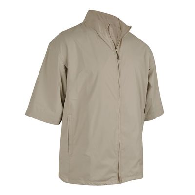 Monterey Club Men's Classic Short Sleeve Zip-up Jacket #1982 (Khaki, Small) - Golf Shirts for Men - Performance Stretch - Moisture Wicking