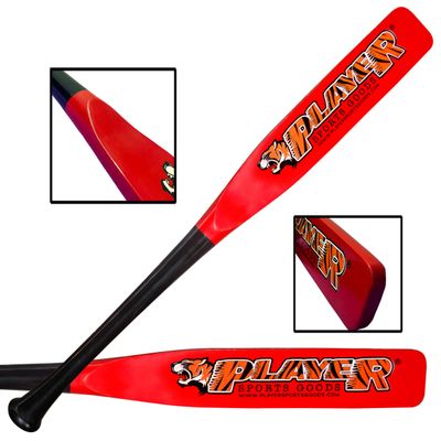 31" High-Grade Pro Maple Flat Half Paddle Training Baseball & Softball Bat in 31"/20 oz/Flat Barrel:2.75" for Professional Players in Black Handle & Red Barrel by Player Sports Goods LLC