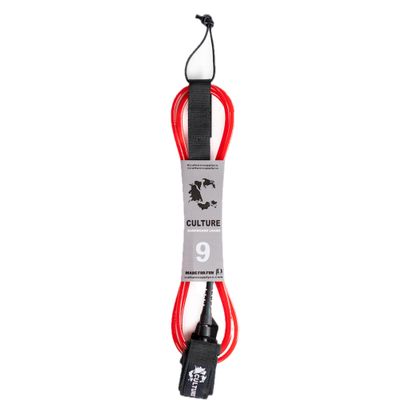 Culture Supply Surfboard Surf Leash (6 Sizes - 5 Colors): 6ft Comp | 6 ft Reg | 7ft | 8ft | 9ft | 10ft (Red, 9ft (7mm Cord))