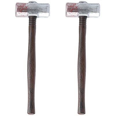 Amosfun Bloody Hammer Halloween Prop Set 2 Pack Long Handle Clown Mallet Cosplay Costume Accessory for Halloween Party and Horror Decoration