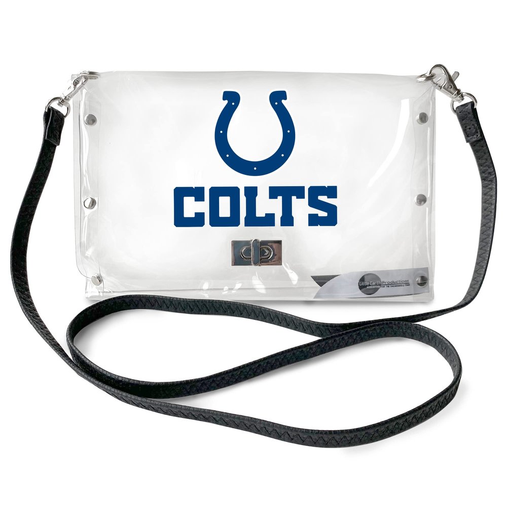 Littlearth womens NFL Indianapolis Colts Clear Envelope Purse with Black Fashion Strap, Clear, 10" x 6.5" x 0.5"