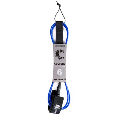 Culture Supply Surfboard Surf Leash (6 Sizes - 5 Colors): 6ft Comp | 6 ft Reg | 7ft | 8ft | 9ft | 10ft (Blue, 6ft REG (7mm Cord))