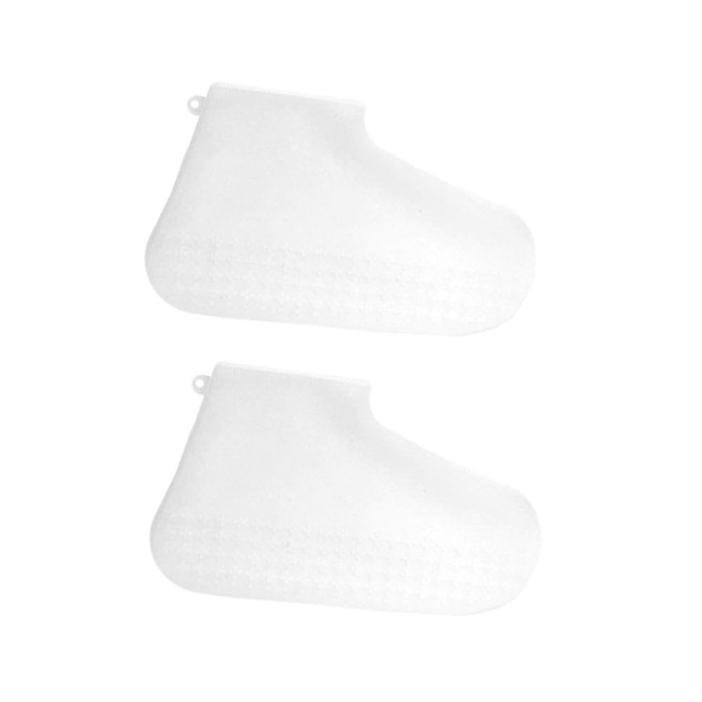 GOOHOCHY Silicone Outdoor Shoe Covers Portable Rain Slip Shoe Covers for Men and Women White Durable Rain Shoe Covers for Outdoor Protection