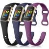 Maledan Compatible with Fitbit Charge 5 Bands and Charge 6 Bands Women Men, Soft Sport Waterproof Replacement Slim Band Wristbands for Fitbit Charge 5 Advanced Fitness Tracker, Black/Blue/Plum view 1