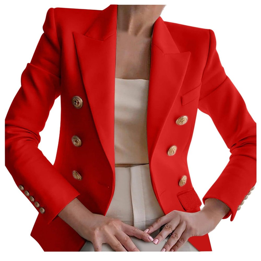 Blazers for Women Business Casual Button Work Office Jackets Blazer Open Front Long Sleeve Lapel Jacket Outfit 2024