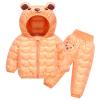 Winter Down Coats for Kids Baby Boys Girls Light Puffer Padded Jacket Bear Hoods Outerwear with Pants (A-A, 5-6 Years) view 1