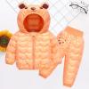 Winter Down Coats for Kids Baby Boys Girls Light Puffer Padded Jacket Bear Hoods Outerwear with Pants (A-A, 5-6 Years) view 2