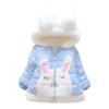 Cute Infant Girls Winter Plush Thick Jacket Rabbit Ears Hooded Long Sleeve Animal Print Zip (Light Blue, 18-24 Months) view 1