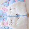 Cute Infant Girls Winter Plush Thick Jacket Rabbit Ears Hooded Long Sleeve Animal Print Zip (Light Blue, 18-24 Months) view 3