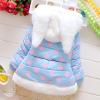 Cute Infant Girls Winter Plush Thick Jacket Rabbit Ears Hooded Long Sleeve Animal Print Zip (Light Blue, 18-24 Months) view 4