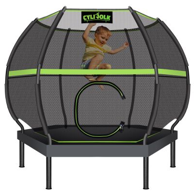 Cylivolk 7FT Trampoline for Kids, Heavy Duty Recreational Trampolines Toddler Trampoline with Enclosure Net Ladder Indoor Outdoor Trampolin CPC Approved