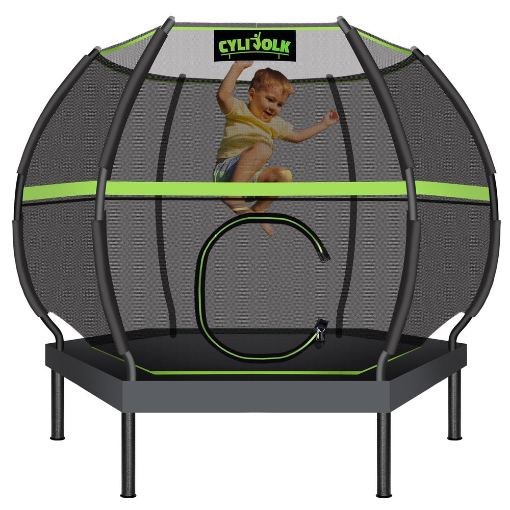 Cylivolk 7FT Trampoline for Kids, Heavy Duty Recreational Trampolines Toddler Trampoline with Enclosure Net Ladder Indoor Outdoor Trampolin CPC Approved