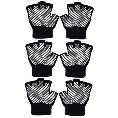BESPORTBLE 3pcs Non- Half Finger Workout Gloves Comfortable Knitted Cotton Gloves for Yoga Sports Fitness Breathable Design for Various Occasions Black