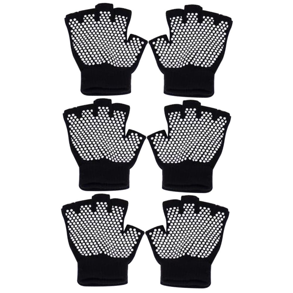 BESPORTBLE 3pcs Non- Half Finger Workout Gloves Comfortable Knitted Cotton Gloves for Yoga Sports Fitness Breathable Design for Various Occasions Black