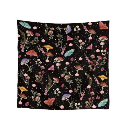 Coloranimal Cottagecore Fern Plants Moth Mushroom Pattern Scarf Outdoor Headwear Square Bandana Workout Yoga Running Headscarf Handkerchief for Neck or Hair 53cm x 53cm