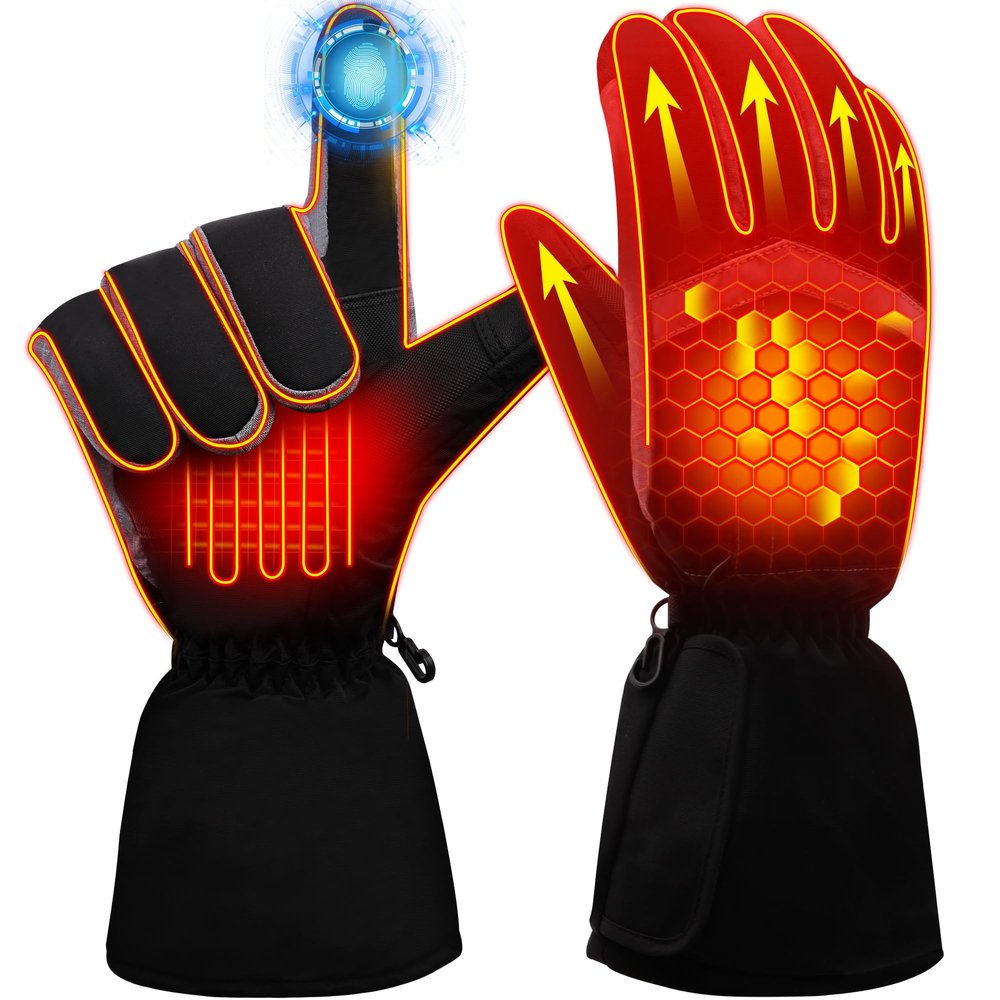 Rabbitroom USB Heated Gloves for Women Electric Touchscreen Waterproof Heated for Raynauds Arthrithis Hand Warmer Rechargeable Winter Ski Work Design Winter Gift for Indoor and Outdoor(Large)