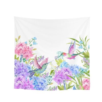 Coloranimal Cottagecore Boho Flower Floral Hummingbird Square Head Scarves Sleeping At Night Wraps Shawl Silk Neck or Hair Scarf for Women Ladies Bandana Headscarf 90cm x 90cm