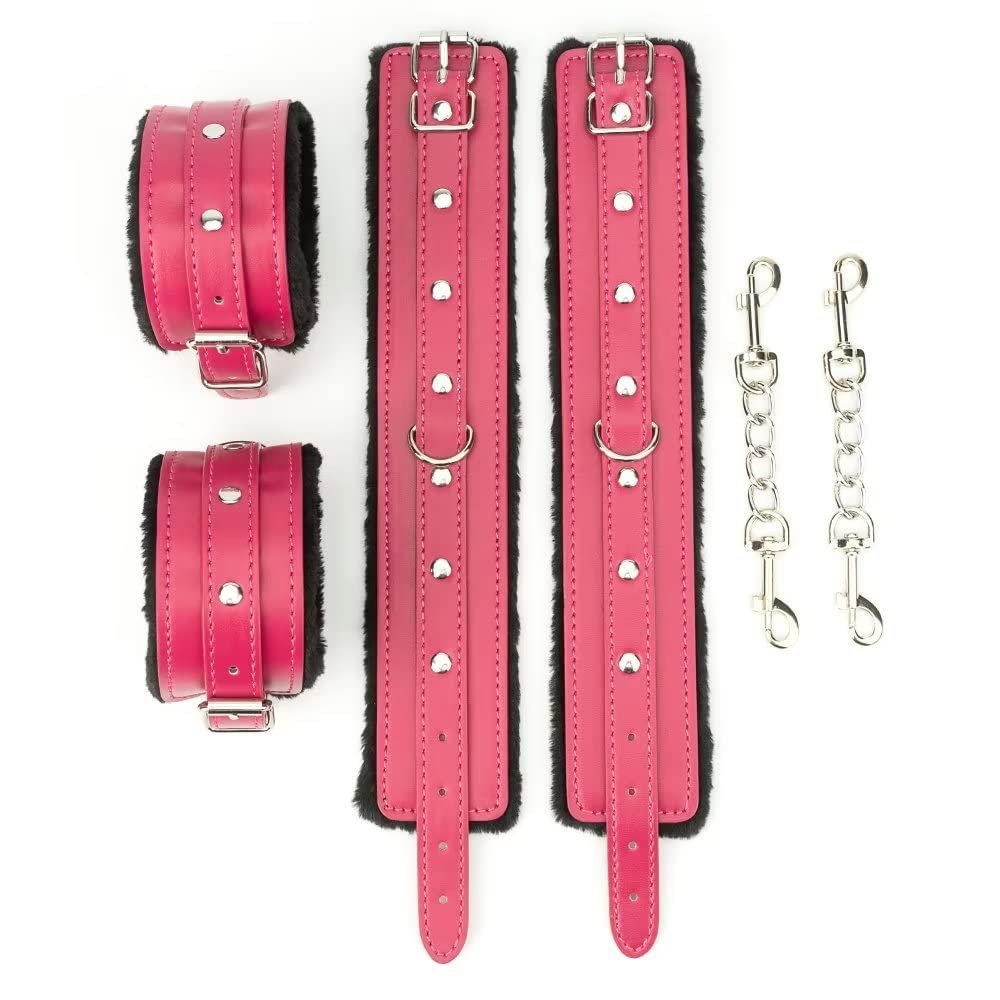 1 Pair Of Adjustable Ankle Weights Can Be Adjusted Easily Fluffy Handcuff Bracelet Set - Soft and Plush Handcuff Wrist and Ankle Cuffs with Leather for Home Bedroom Workout