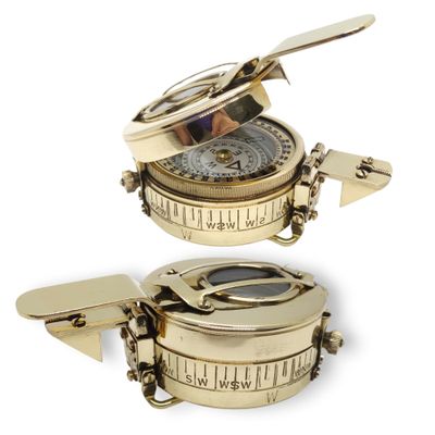 Solid Brass British Prismatic Engineer's WW2 Compass Replica | Antique Nautical British Prismatic Military Vintage Pocket Compass | Army Officer Gift