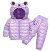 Winter Down Coats for Kids Baby Boys Girls Light Puffer Padded Jacket Bear Hoods Outerwear with (Purple-A, 7-8 Years) view 1