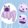 Winter Down Coats for Kids Baby Boys Girls Light Puffer Padded Jacket Bear Hoods Outerwear with (Purple-A, 7-8 Years) view 2