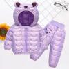 Winter Down Coats for Kids Baby Boys Girls Light Puffer Padded Jacket Bear Hoods Outerwear with (Purple-A, 7-8 Years) view 4