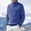 ZYXTIM Mens Ribbed Turtleneck Winter Sweaters Slim Fit Knitted Raglan Sleeve Thermal Pullover Knitwear Soft Casual Jumpers Blue view 2