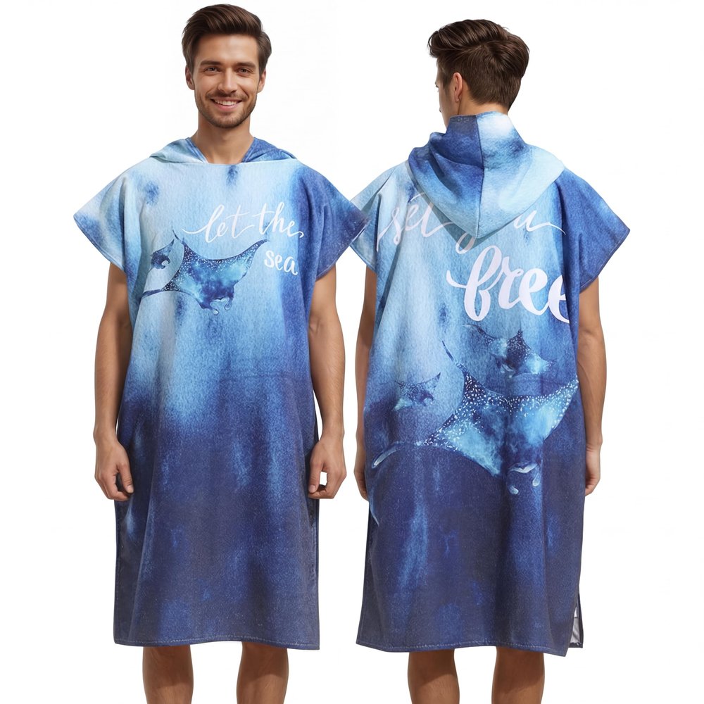 LOMTRATS Quick Dry Surf Poncho Changing Towel Robe Hoodie for Men Women,Swimming Beach Surfing Diving Home Hot Springs BathingAdult-M