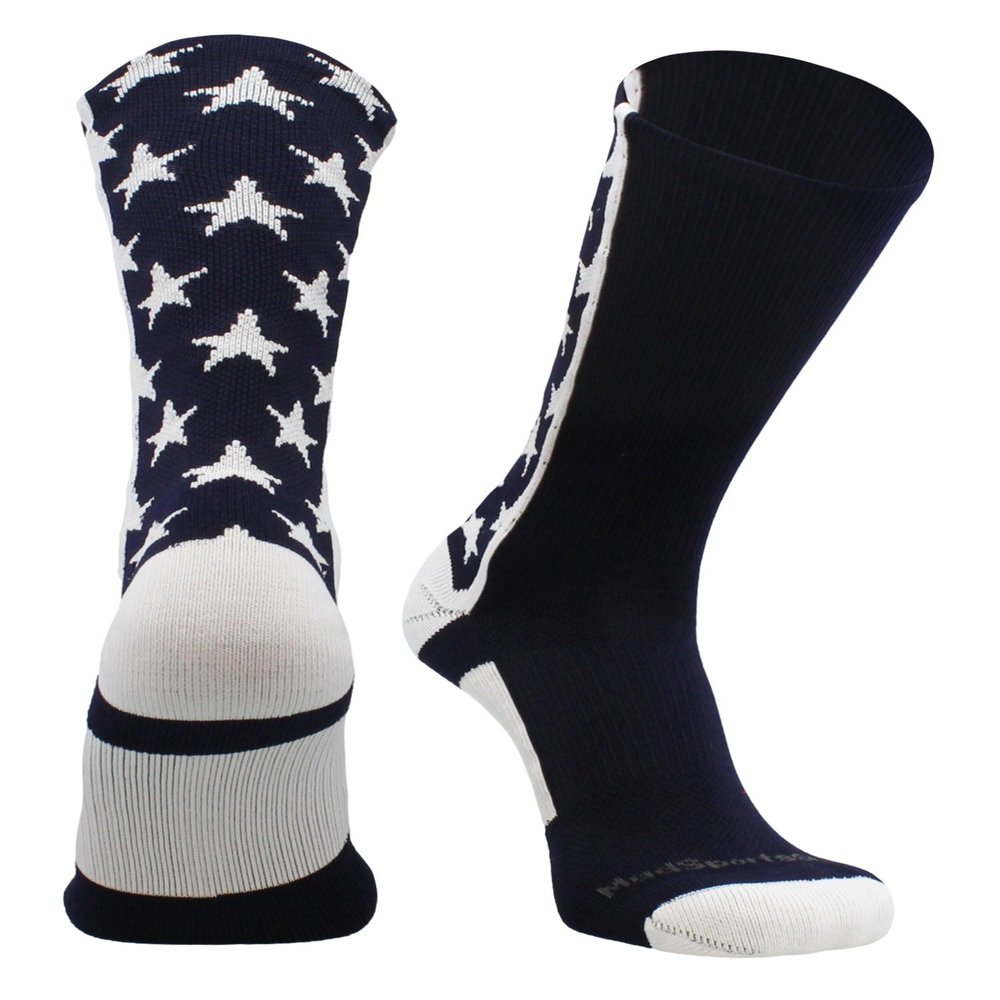 MadSportsStuff All Stars Crew Socks (Navy/White, Medium)