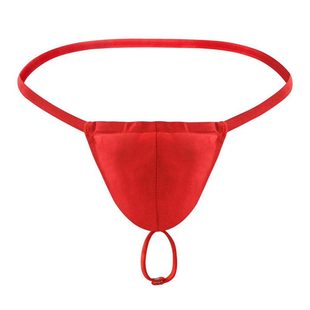 BreakEgg Men's Sexy Strap Thong Underwear with Athletic Supporter G-String Thong Underwear for Men (Red,One Size)