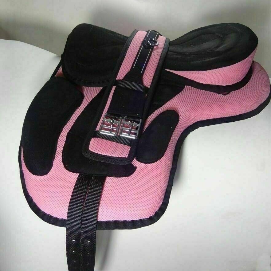 SABA International Designer Treeless Freemax Synthetic English Horse Tack Saddle + Girth (16 Inch)
